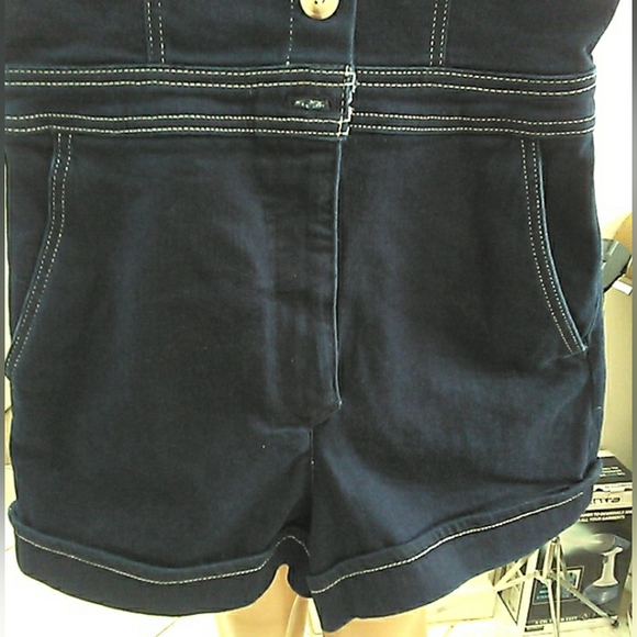 LK. NEW ANTHROPOLOGIE MAUVE ๐ ๐BLUE Denim Women's Overall Shorts SZ. 6 OMG! - Picture 10 of 12